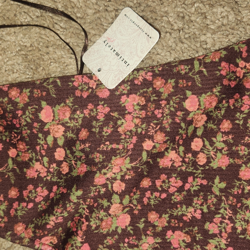 Intimately Free People BNWT Maroon Floral Thong Tie Bodysuit - Picture 2 of 6